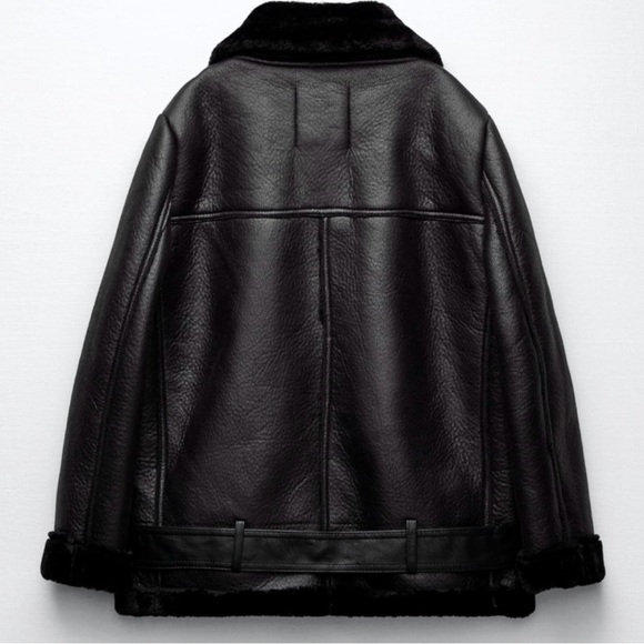 ZARA Double Faced Faux Leather Biker Jacket XS - Picture 14 of 15